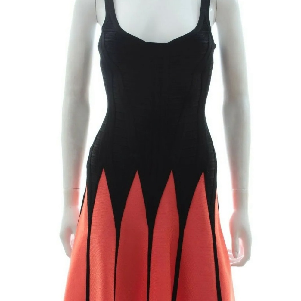 Elegant Black and Orange Dress HERVE LEGER